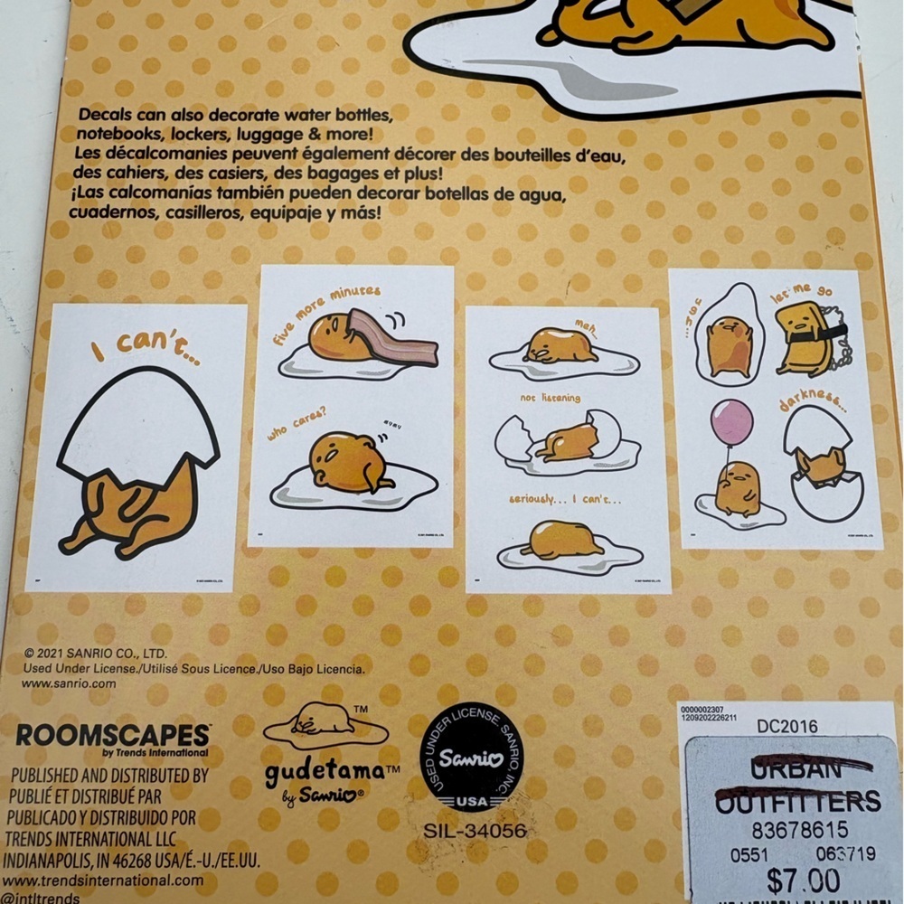 NWT Urban Outfitters Gudetama Device Decal Set - Picture 9 of 10